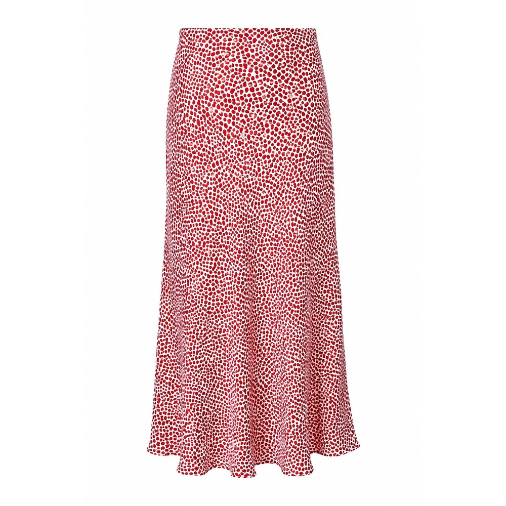 Z Supply Europa Midi Slip Skirt Red Heart Print Satin High Waist Hearts M NWT